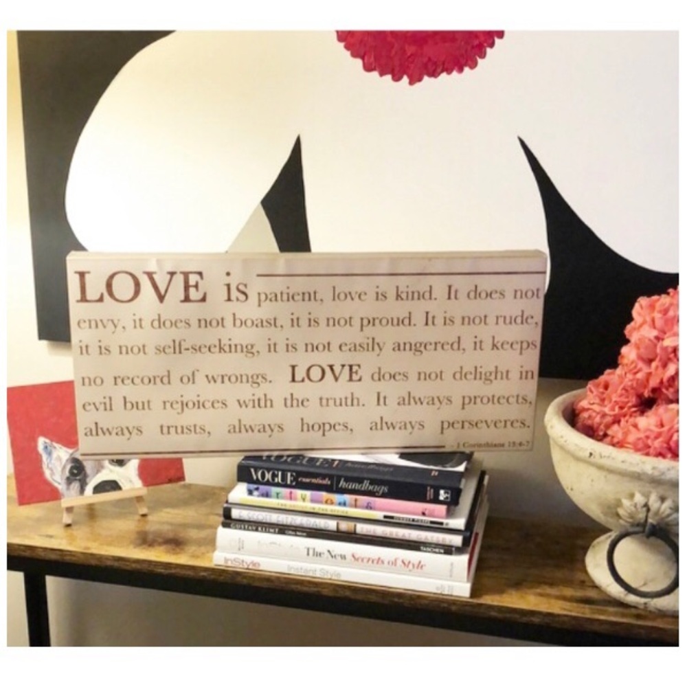 LOVE • 1 Corinthians 13:4-7 on Canvas Wall Hanging